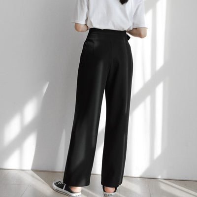 Pantalón Recto Cintura Alta Ajustable Estilo Coreano para Mujer - Image 5