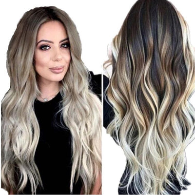 Peluca Larga Ondulada con Flequillo - Cabello Voluminoso y Natural