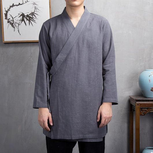 Kimono Templo de Lino - Túnica Suelta Estilo Asiático para Hombre - Image 8