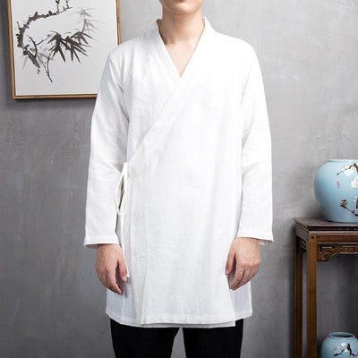Kimono Templo de Lino - Túnica Suelta Estilo Asiático para Hombre