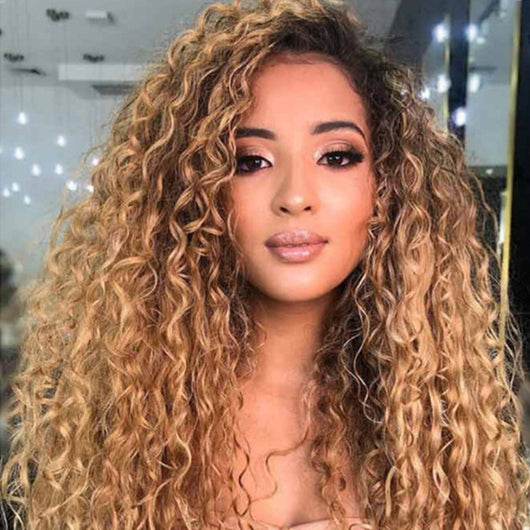 Peluca Rizada Larga Degradada Marrón - Cabello Afro Sintético Premium - Image 5