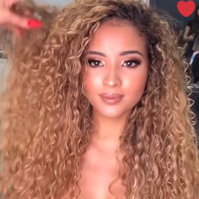 Peluca Rizada Larga Degradada Marrón - Cabello Afro Sintético Premium