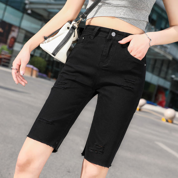Shorts de Mezclilla Talle Alto Delgados para Mujer