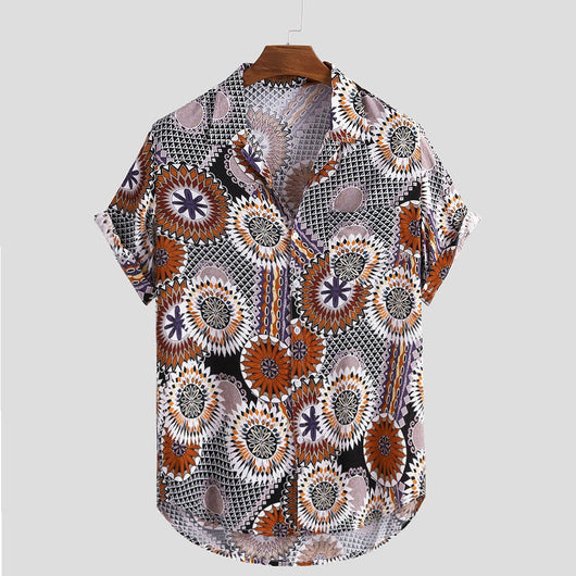 Camisa Vintage Estampada Suelta para Hombre - Estilo Casual de Verano - Image 11