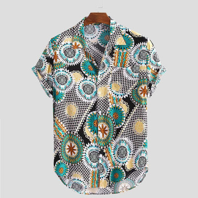 Camisa Vintage Estampada Suelta para Hombre - Estilo Casual de Verano