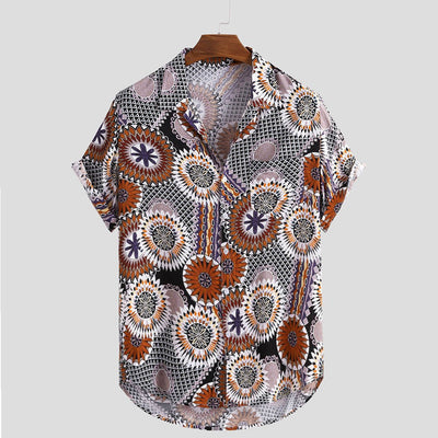 Camisa Vintage Estampada Suelta para Hombre - Estilo Casual de Verano - Image 3