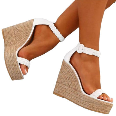 Sandalias Planas Talla Grande con Cuña de Cuerda - Colección Verano