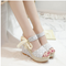 Sandalias Tacón Alto Mujer Estilo Coreano con Cordones y Suela Impermeable