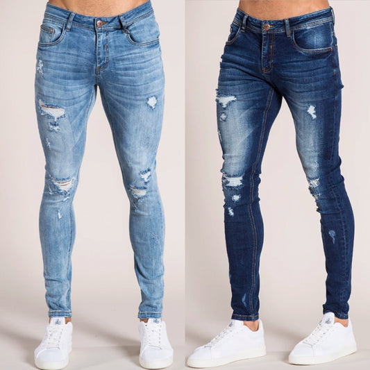 Pantalones Vaqueros Rotos para Hombre con Corte Ajustado