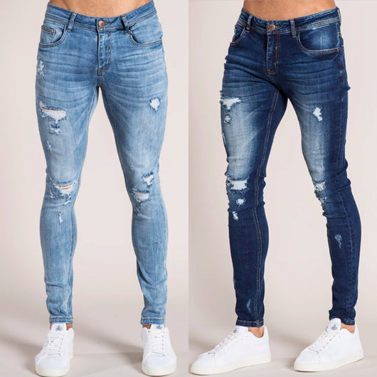 Pantalones Vaqueros Rotos para Hombre con Corte Ajustado
