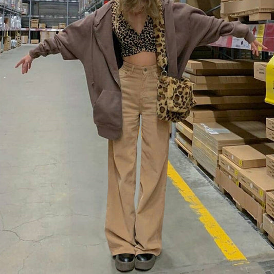 Pantalones Casuales de Pana Acampanados para Mujer - Estilo Europeo Otoñal - Image 2