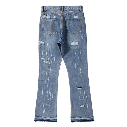 Jeans Acampanados Rotos Lavados con Costuras de Diseñador - Image 9
