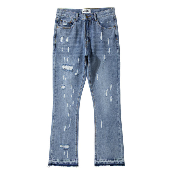 Jeans Acampanados Rotos Lavados con Costuras de Diseñador - Image 3