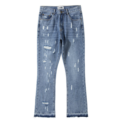 Jeans Acampanados Rotos Lavados con Costuras de Diseñador - Image 3