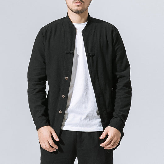 Camisa de Cuello Mao Liso con Botones de Disco - Image 8
