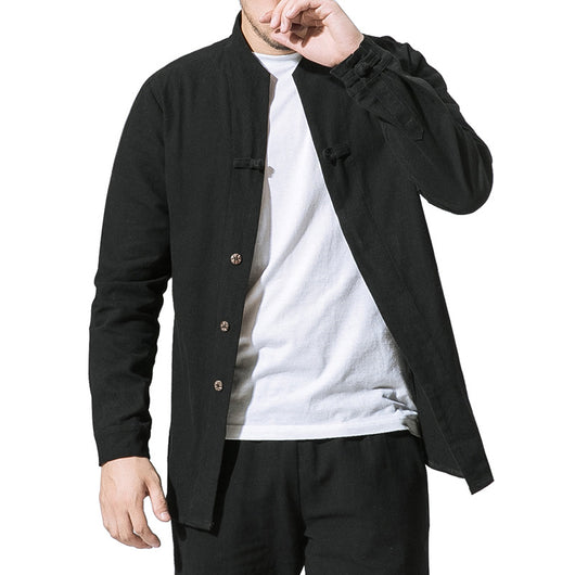 Camisa de Cuello Mao Liso con Botones de Disco - Image 11