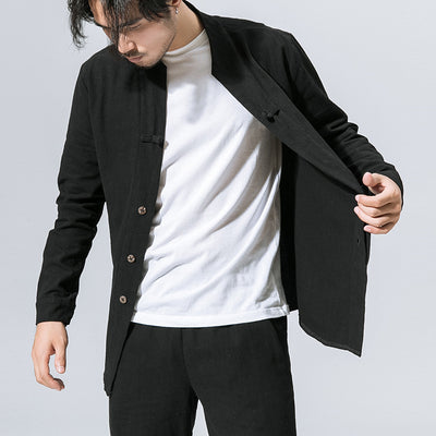 Camisa de Cuello Mao Liso con Botones de Disco - Image 4