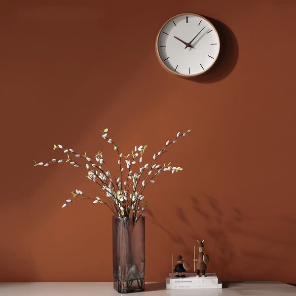 Reloj de Pared Silencioso Madera Maciza Lujo Minimalista