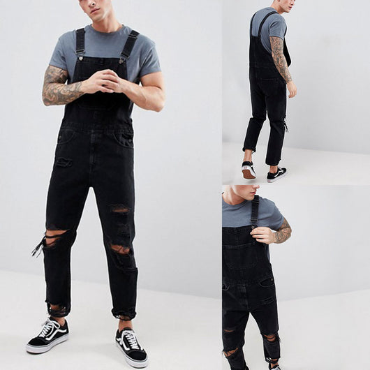Pantalón Vaquero Rotos para Hombre con Tirantes - Diseño Súper Rasgado - Image 4