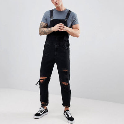 Pantalón Vaquero Rotos para Hombre con Tirantes - Diseño Súper Rasgado
