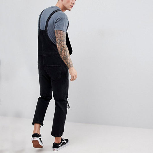 Pantalón Vaquero Rotos para Hombre con Tirantes - Diseño Súper Rasgado - Image 5