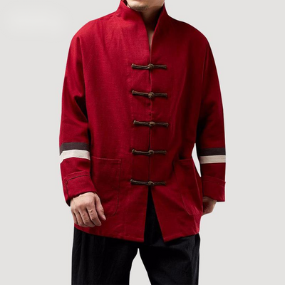 Traje Tang con Hebilla de Cuero y Costuras en Contraste - Image 8