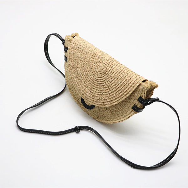 Bolsa Tejida de Rafia con Correa Bandolera - Estilo Saddle Bag