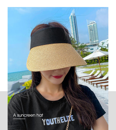 Sombrero de Paja Tejida con Ala Ancha - Gorro Protector Solar para Exteriores - Image 16