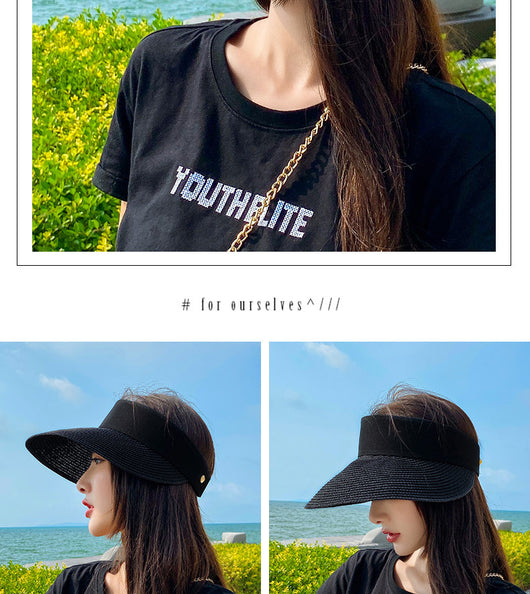 Sombrero de Paja Tejida con Ala Ancha - Gorro Protector Solar para Exteriores - Image 11