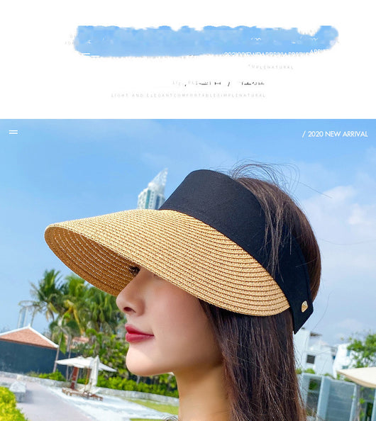 Sombrero de Paja Tejida con Ala Ancha - Gorro Protector Solar para Exteriores - Image 12