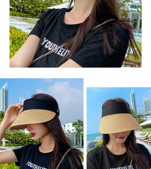 Sombrero de Paja Tejida con Ala Ancha - Gorro Protector Solar para Exteriores - Image 15