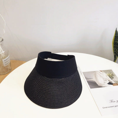 Sombrero de Paja Tejida con Ala Ancha - Gorro Protector Solar para Exteriores