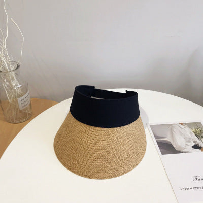 Sombrero de Paja Tejida con Ala Ancha - Gorro Protector Solar para Exteriores