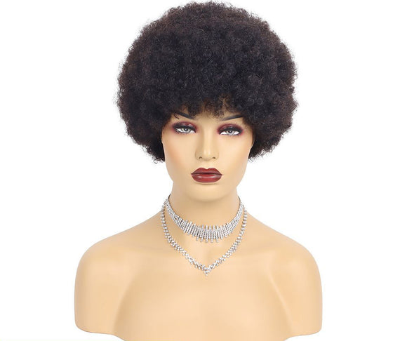 Pelucas Cortas de Cabello Humano Rizado Afro