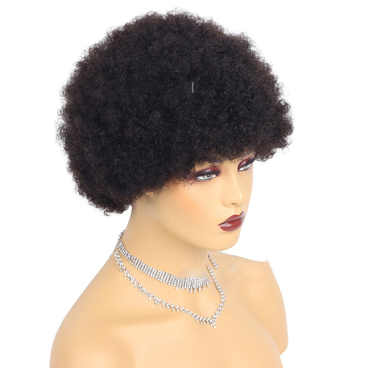 Pelucas Cortas de Cabello Humano Rizado Afro