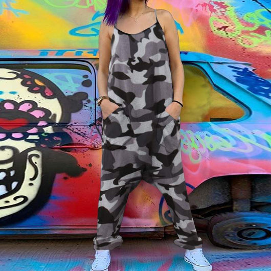 Jumpsuit Holgado Estampado Camuflaje sin Mangas para Verano - Image 5