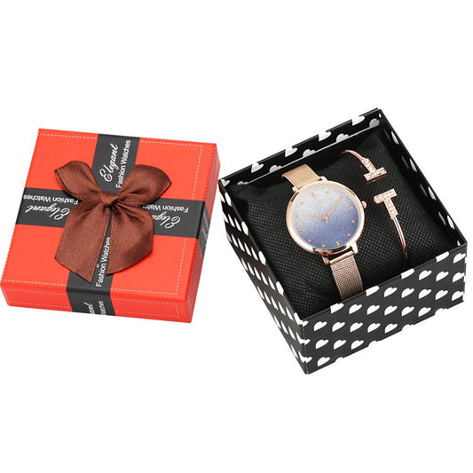 Conjunto de Reloj de Cuarzo Elegante para Mujer con Pulsera a Juego