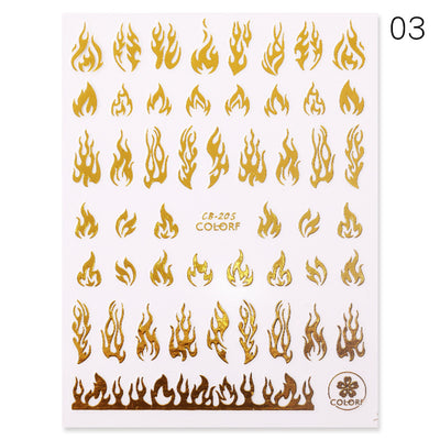 Uñas Postizas 3D con Diseño Fuego Dorado y Plateado - Adhesivo de Larga Duración - Image 11