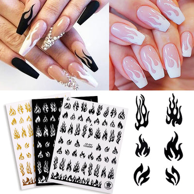 Uñas Postizas 3D con Diseño Fuego Dorado y Plateado - Adhesivo de Larga Duración - Image 5