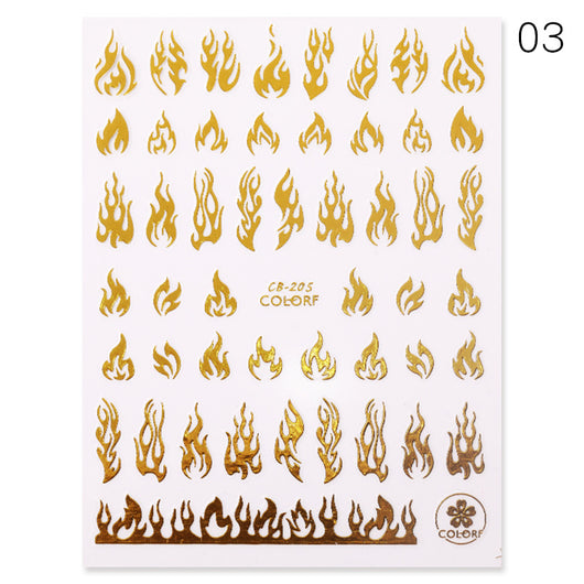 Uñas Postizas 3D con Diseño Fuego Dorado y Plateado - Adhesivo de Larga Duración - Image 3