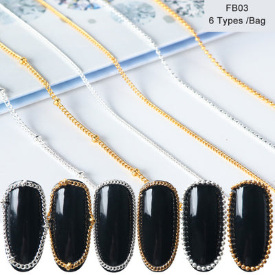 Cadenas de Joyería para Uñas - Decoración Metálica Dorada y Plateada - Image 9