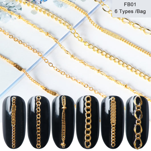 Cadenas de Joyería para Uñas - Decoración Metálica Dorada y Plateada - Image 11