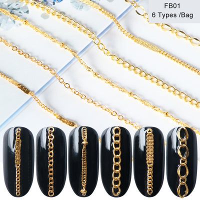 Cadenas de Joyería para Uñas - Decoración Metálica Dorada y Plateada - Image 4