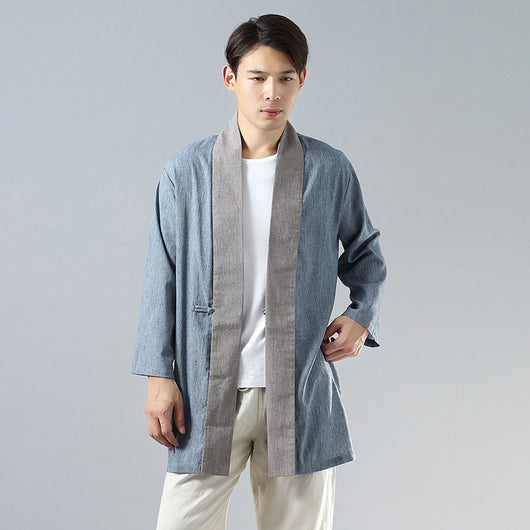 Hanfu de Manga Larga con Cuello Solapa y Combinación de Colores - Image 11