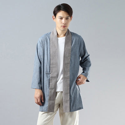 Hanfu de Manga Larga con Cuello Solapa y Combinación de Colores - Image 3