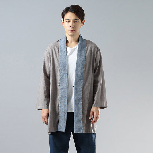Hanfu de Manga Larga con Cuello Solapa y Combinación de Colores