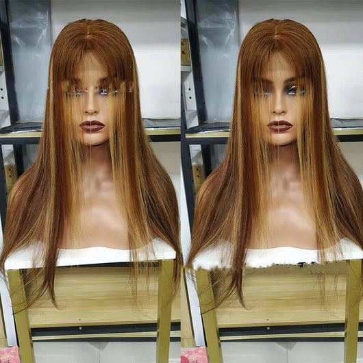 Peluca Frontal de Encaje Cabello Brasileño Piano Color P4.27 4X4 Liso - Image 7