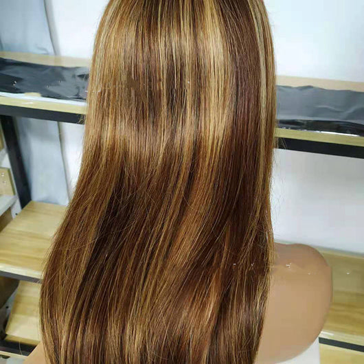 Peluca Frontal de Encaje Cabello Brasileño Piano Color P4.27 4X4 Liso - Image 8