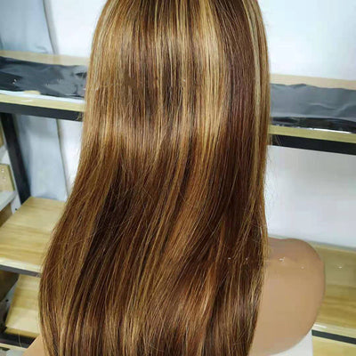 Peluca Frontal de Encaje Cabello Brasileño Piano Color P4.27 4X4 Liso - Image 4