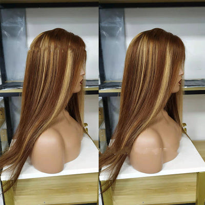 Peluca Frontal de Encaje Cabello Brasileño Piano Color P4.27 4X4 Liso - Image 2